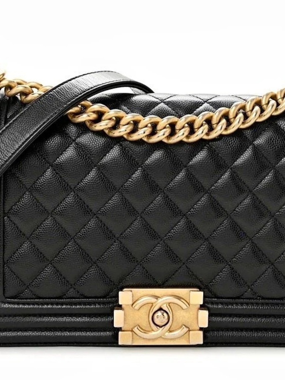 Chanel Boy Flap Bag Quilted Caviar Medium Shoulder Bag Black